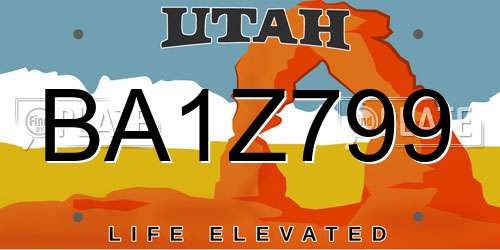 BA1Z799 Utah License Plate