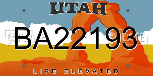 BA22193 Utah License Plate