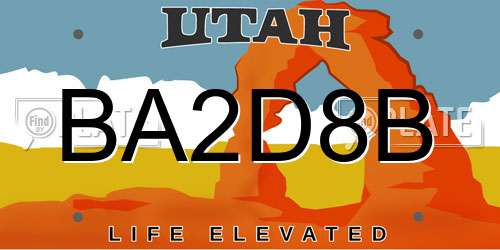 BA2D8B Utah License Plate