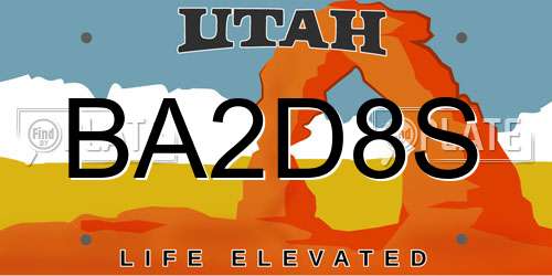 BA2D8S Utah License Plate