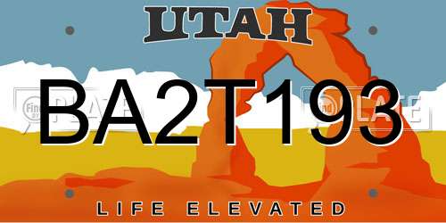 BA2T193 Utah License Plate