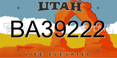 BA39222 Utah License Plate