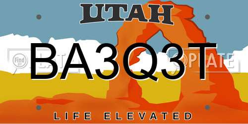 BA3Q3T Utah License Plate