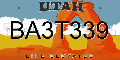 BA3T339 Utah License Plate