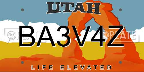 BA3V4Z Utah License Plate