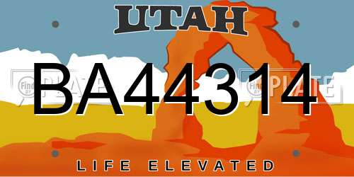 BA44314 Utah License Plate