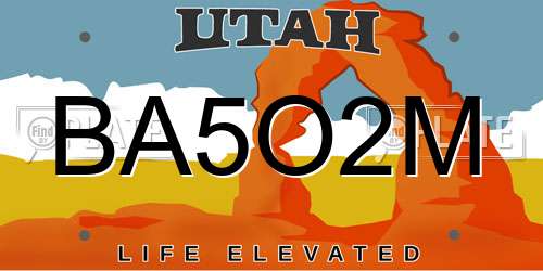 BA5O2M Utah License Plate