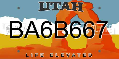 BA6B667 Utah License Plate