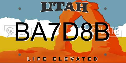 BA7D8B Utah License Plate