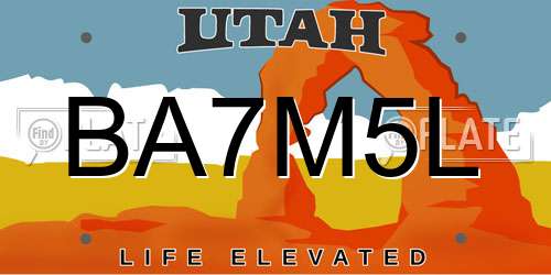BA7M5L Utah License Plate