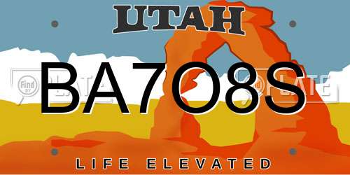 BA7O8S Utah License Plate