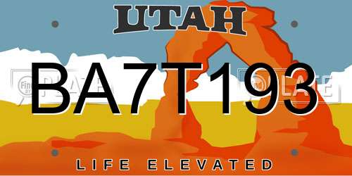 BA7T193 Utah License Plate