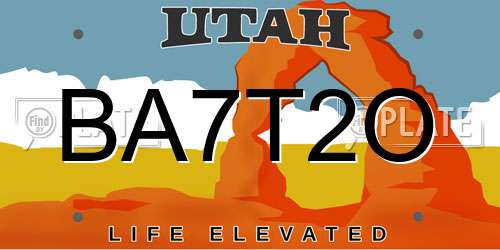 BA7T2O Utah License Plate