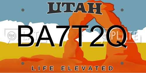 BA7T2Q Utah License Plate