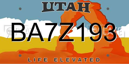 BA7Z193 Utah License Plate