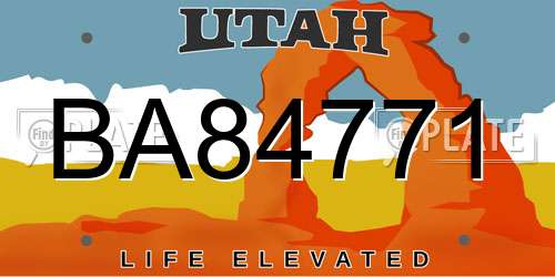BA84771 Utah License Plate