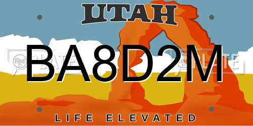 BA8D2M Utah License Plate