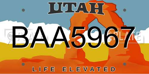 BAA5967 Utah License Plate