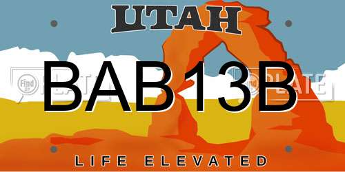 BAB13B Utah License Plate
