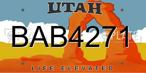 BAB4271 Utah License Plate