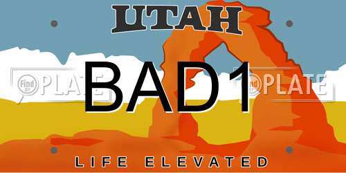 BAD1 Utah License Plate