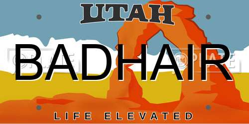 BADHAIR Utah License Plate