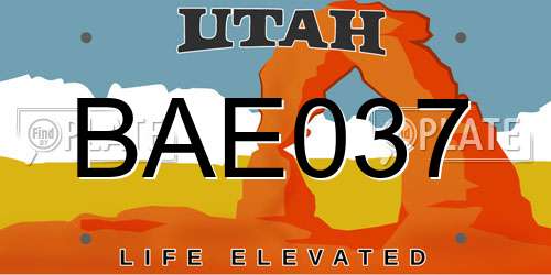 BAE037 Utah License Plate