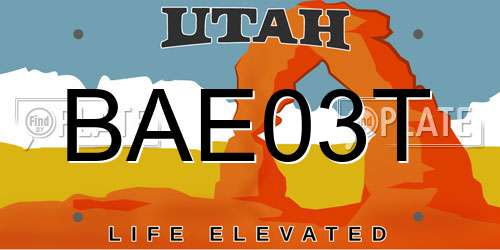 BAE03T Utah License Plate