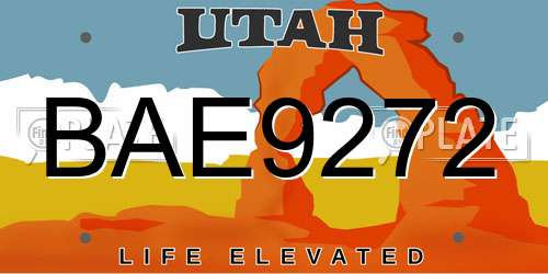 BAE9272 Utah License Plate