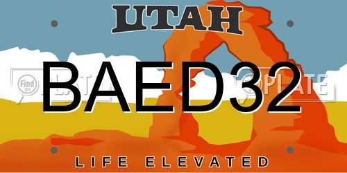 BAED32 Utah License Plate
