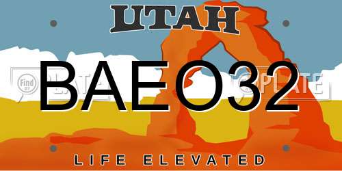 BAEO32 Utah License Plate