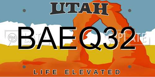 BAEQ32 Utah License Plate