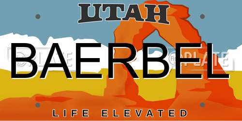 BAERBEL Utah License Plate
