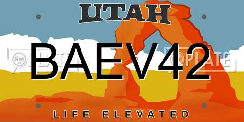 BAEV42 Utah License Plate