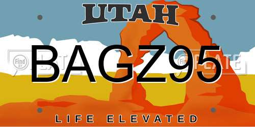 BAGZ95 Utah License Plate