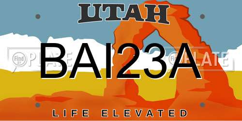 BAI23A Utah License Plate