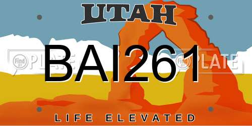 BAI261 Utah License Plate