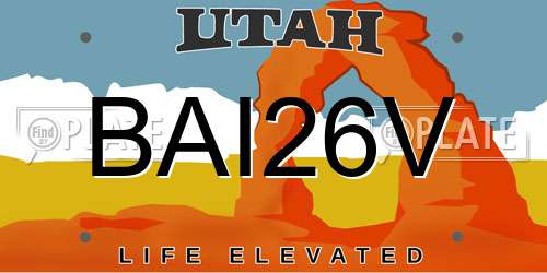 BAI26V Utah License Plate