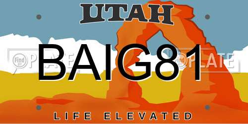 BAIG81 Utah License Plate