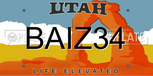 BAIZ34 Utah License Plate