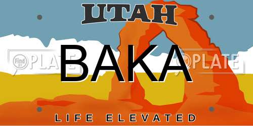 BAKA Utah License Plate