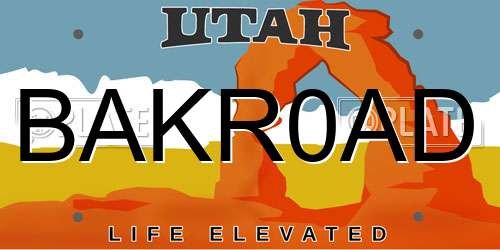 BAKR0AD Utah License Plate