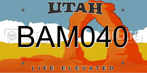 BAM040 Utah License Plate