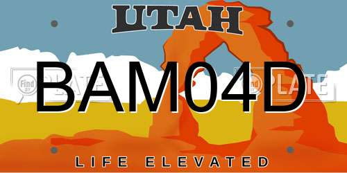 BAM04D Utah License Plate