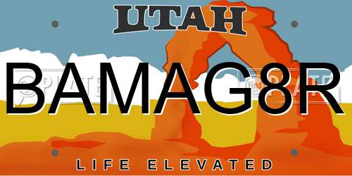 BAMAG8R Utah License Plate