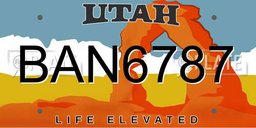 BAN6787 Utah License Plate