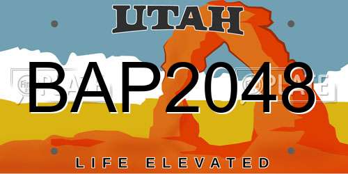 BAP2048 Utah License Plate