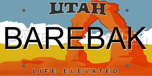 BAREBAK Utah License Plate