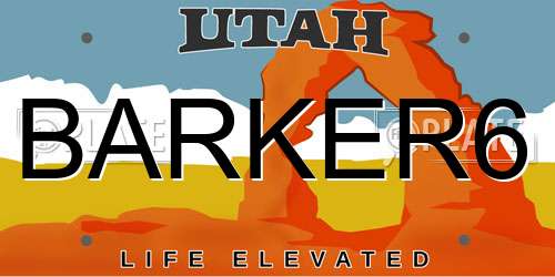 BARKER6 Utah License Plate