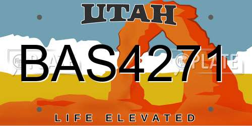 BAS4271 Utah License Plate